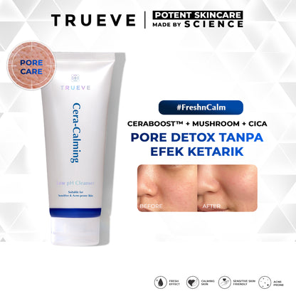 TRUEVE Cera-calming Low pH Facial Cleanser - sabun low ph anti ketarik, pori-pori bersih, gentle (ceraboost, mushroom extract, centella asiatica)