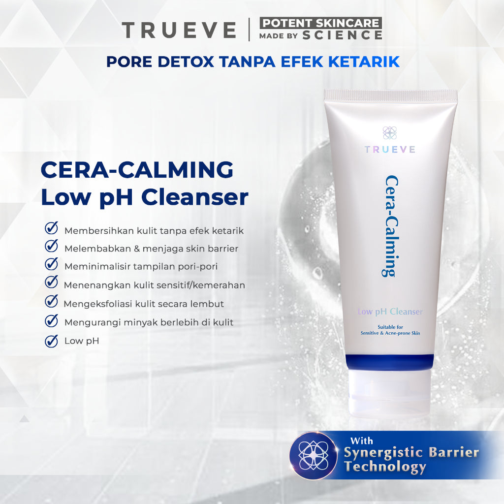 TRUEVE Cera-calming Low pH Facial Cleanser - sabun low ph anti ketarik, pori-pori bersih, gentle (ceraboost, mushroom extract, centella asiatica)