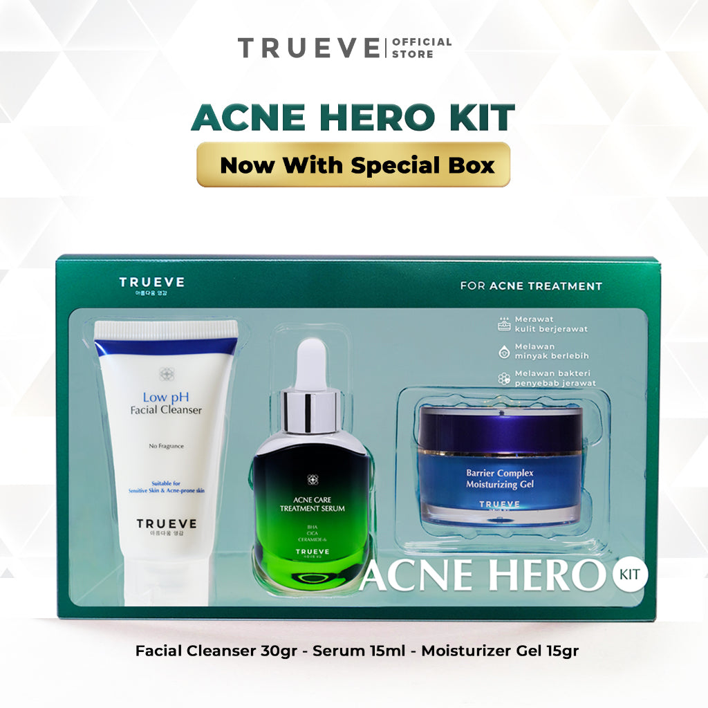 [FULL SIZE + BOX - 3 PCS] TRUEVE Starter Kit: Serum, Moisturizer Gel, Facial Cleanser